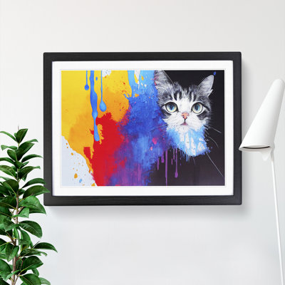 Cat in Paint Abstract - Framed Print