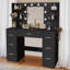 110cm Dressing Table With Power Outlet And Dryer Hook Modern Bulb Light Makeup Vanity-90092253