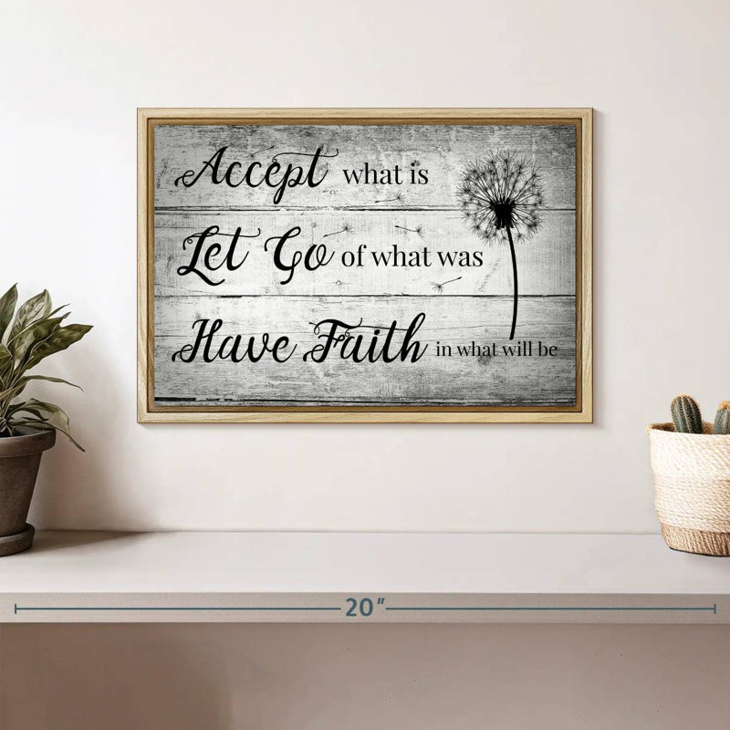 Citation «Have Faith», Cadre flottant en bois naturel, 13 po x 9 po