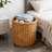 Handwoven Rattan Laundry Hamper Basket For Bedroom And Bathroom, Storage Organizer For Towels, Toys, And Household Items, Natural Wicker Design