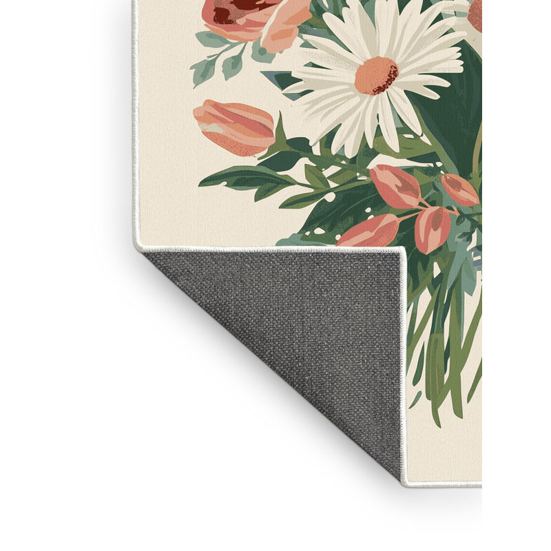 Soft Plush Ferland Easter Modern & Contemporary Abstract Area Rug in Beige – White Binding, 2x5