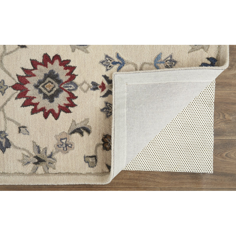 Azalea Wool Floral Area Rug, Rectangle 4' x 6'