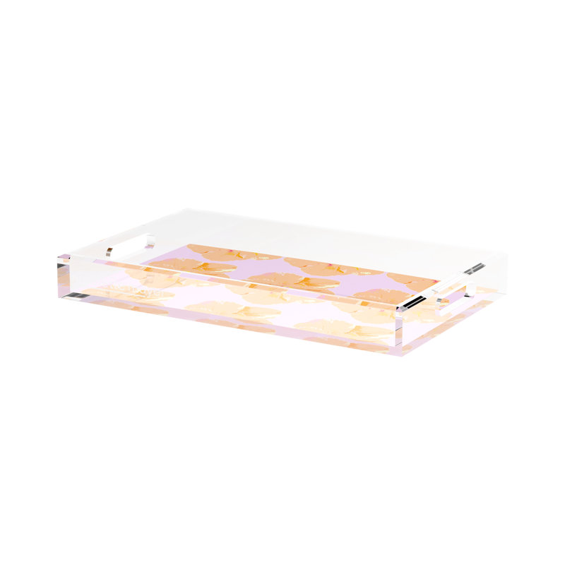 Hibiscus Acrylic Rectangle Decorative Tray, 2" H x 17" W x 10.5" D, Lilac