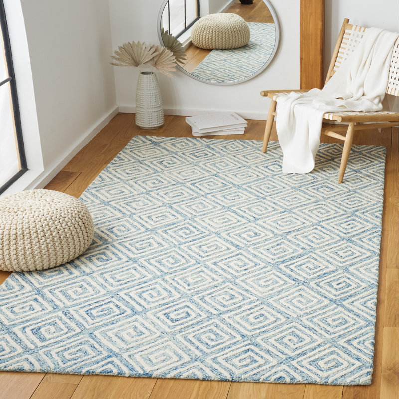 Metro Hand Tufted Wool And Cotton With Latex Geometric Rug, Rectangle 5' x 8'