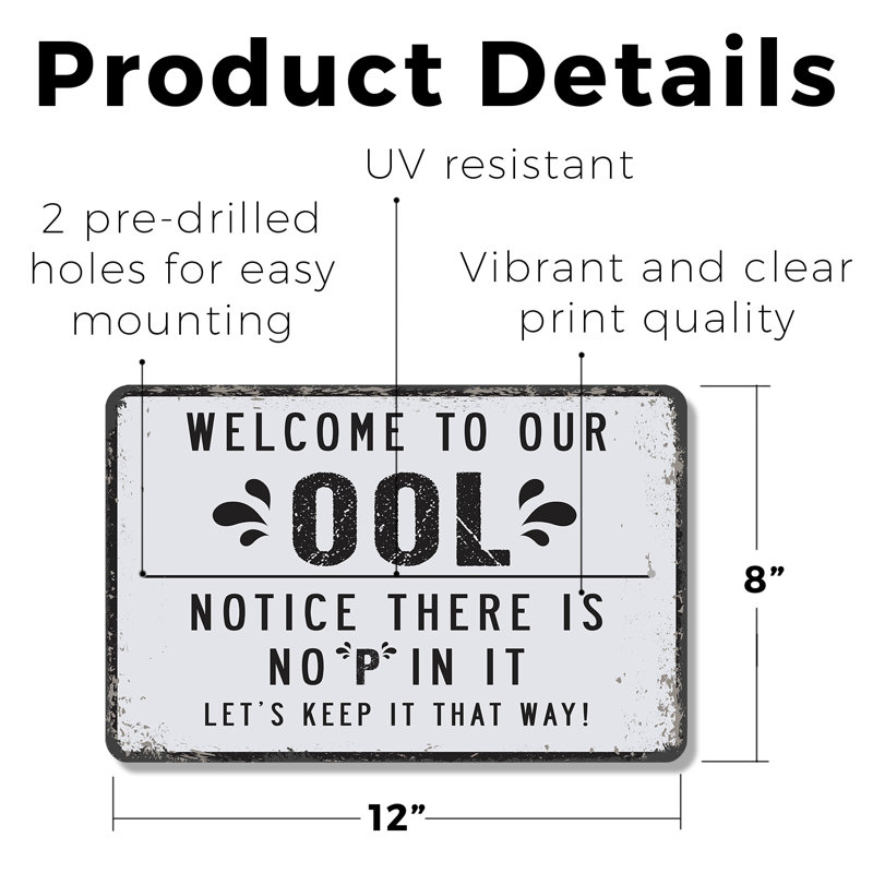 Bienvenue sur notre panneau en plastique de 8 po x 12 po OOL