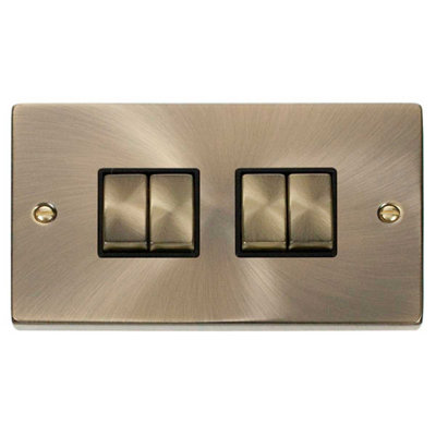 Antique Brass 10A 4 Gang 2 Way Ingot Light Switch