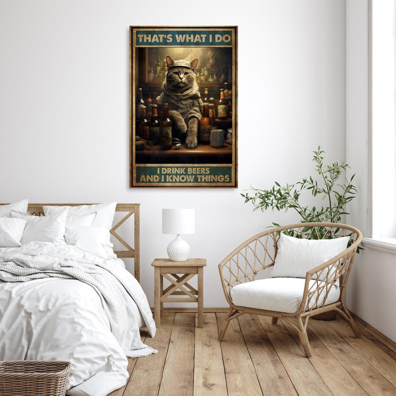 Black Cat Coffee Capurrrccino - 1 Piece Rectangle Graphic Art Print On Wrapped Canvas, 36" H x 24" W x 1.25" D