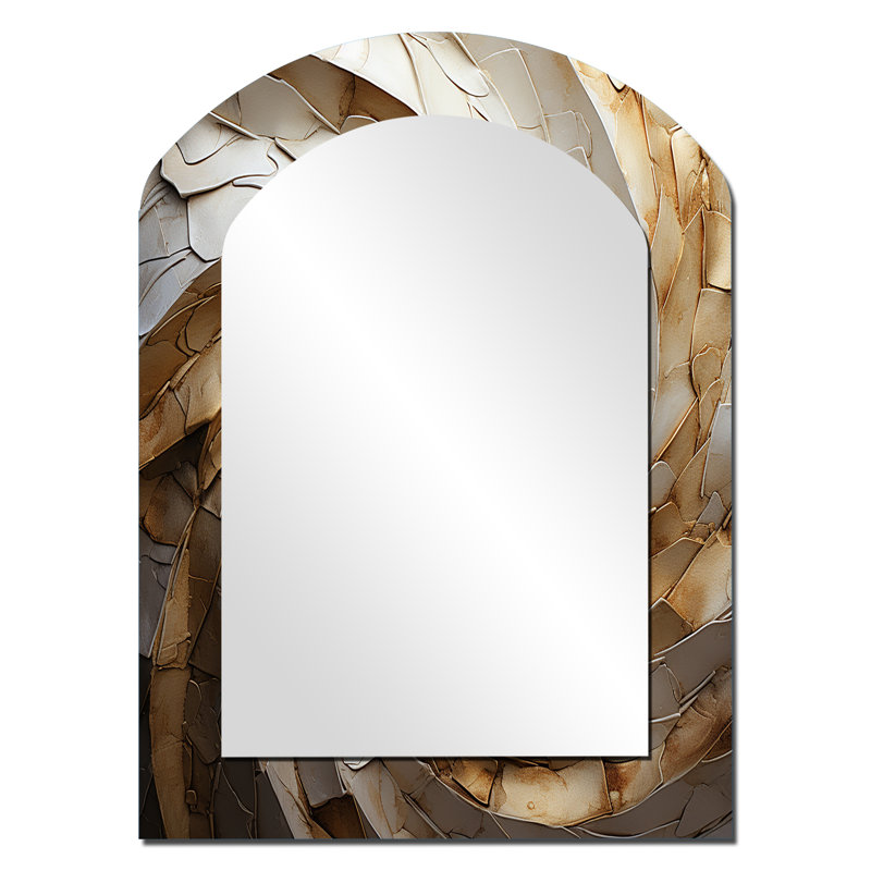 «Beige minimalisme spiral Poteries I» - miroir mural à spirale abstraite, 34 po x 25 po