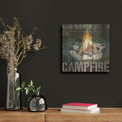 Luxe Metal Art 'Open Season Campfire' by Art Licensing Studio Metal Wall Art, 12" x 12"