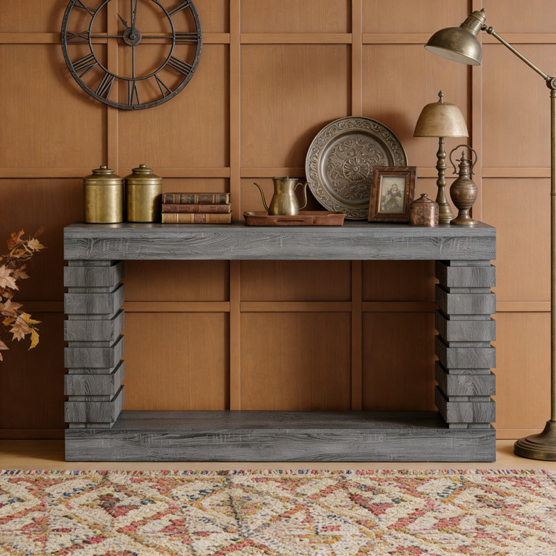 Wood Rectangular Sofa Table for Living Room, Gray