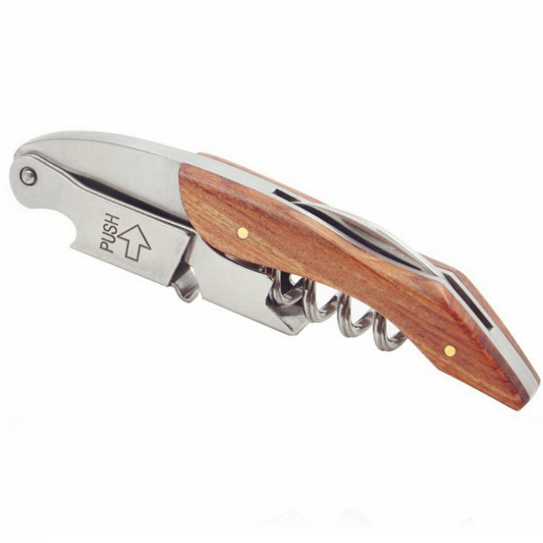 Waiters Corkscrew, All-In-One Corkscrew, Bottle Opener And Foil Cutter, Natural Rosewood Handle, Favoured Choice Of Sommeliers,Waiters And Bartenders Prep & Savour