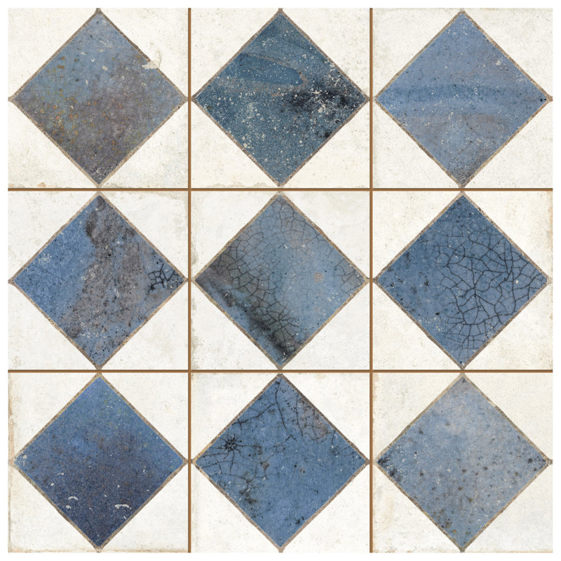 Kings Arles 13 In. X 13 In. Ceramic Floor And Wall Tile, Blue/Beige