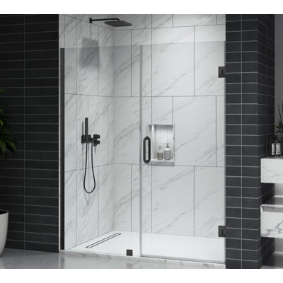  EV78H 50in. - 60in. W x 78in. H Frameless Wall-Hinged Glass Shower Door with 3/8in. (10 mm) Thick Clear Tempered Glass, 78in. Door Height, Adjustment Uneven Walls