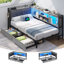 Single Bed Frame with Storage, 2 Drawers and Upholstered Headboard, 3ft Single Beds with Charging Station, LED Lights and Pegboard for Bedroom, Reversible Daybed/Corner Beds-1830491033