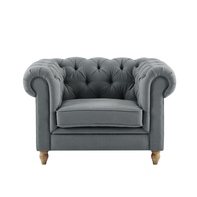 Amelia Upholstered Linen Blend Club Chair, Grey
