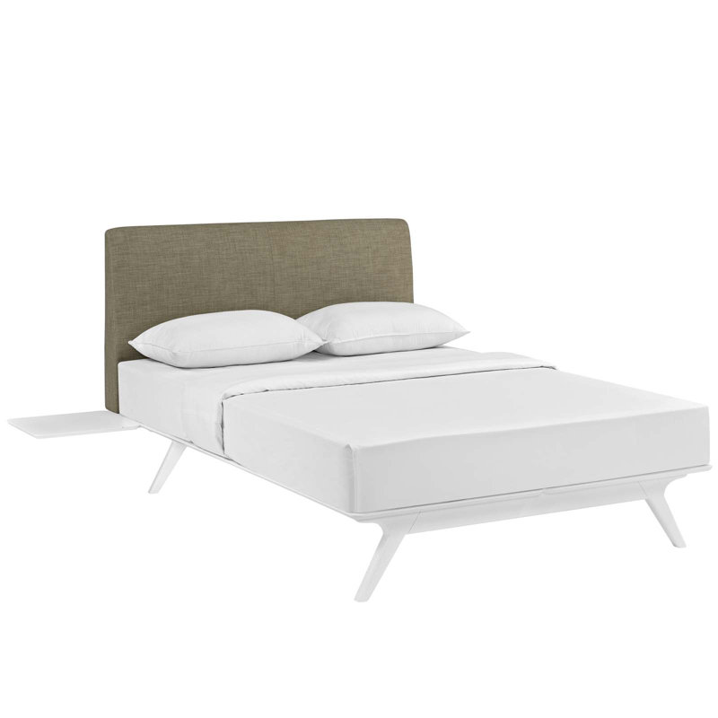 Modway Tracy Platform Bed Frame, Queen, Latte, Manufactured Wood