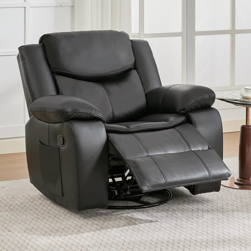 Chaise de salon inclinable et pivotante Crovetti, Noir