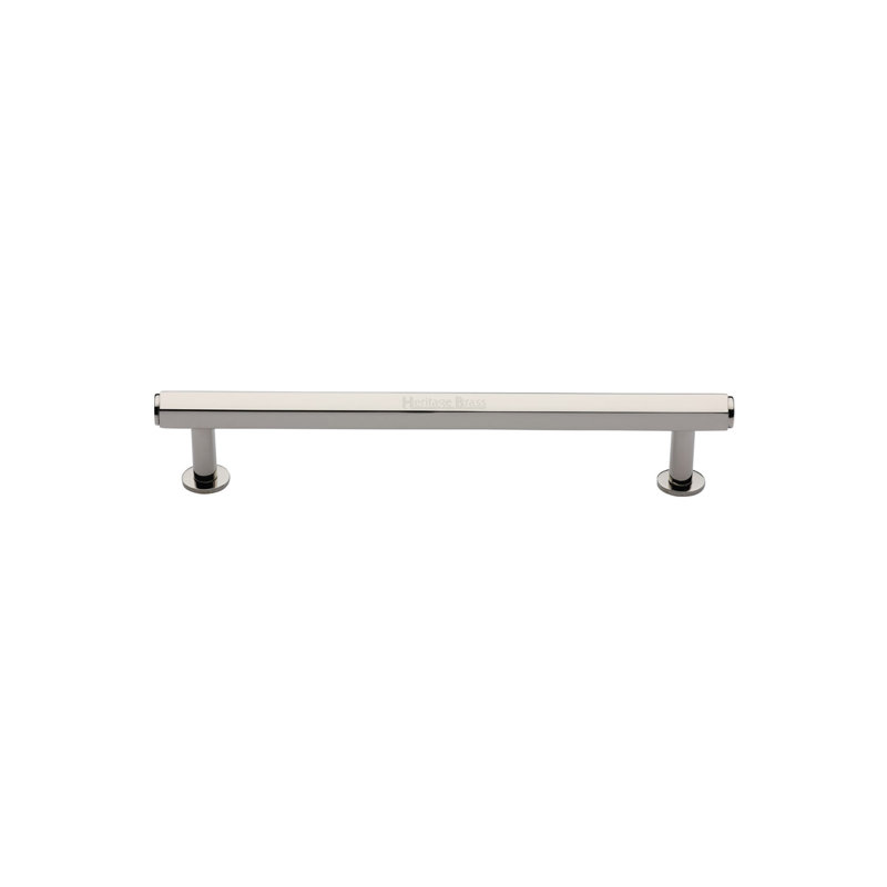Heritage Brass Heritage Cabinet Pull Hexagon Design with Rose, 9.6cm, Polished Nickel