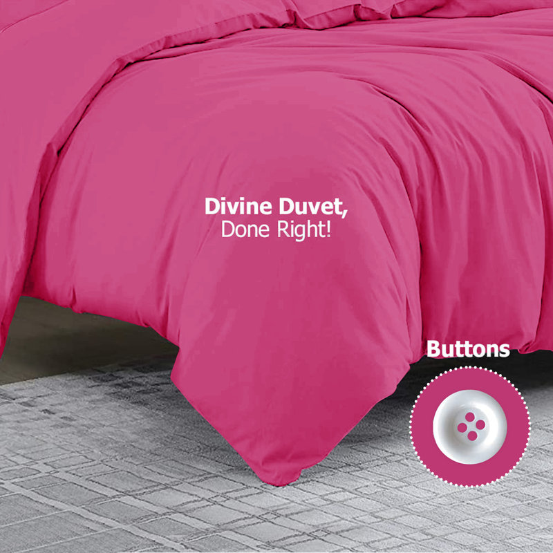 Klarita 100% Microfiber 300TC Reversible Duvet Cover Set with Pillowcase, Pink, Kingsize - 2 Pillowcase (50 x 75 cm)