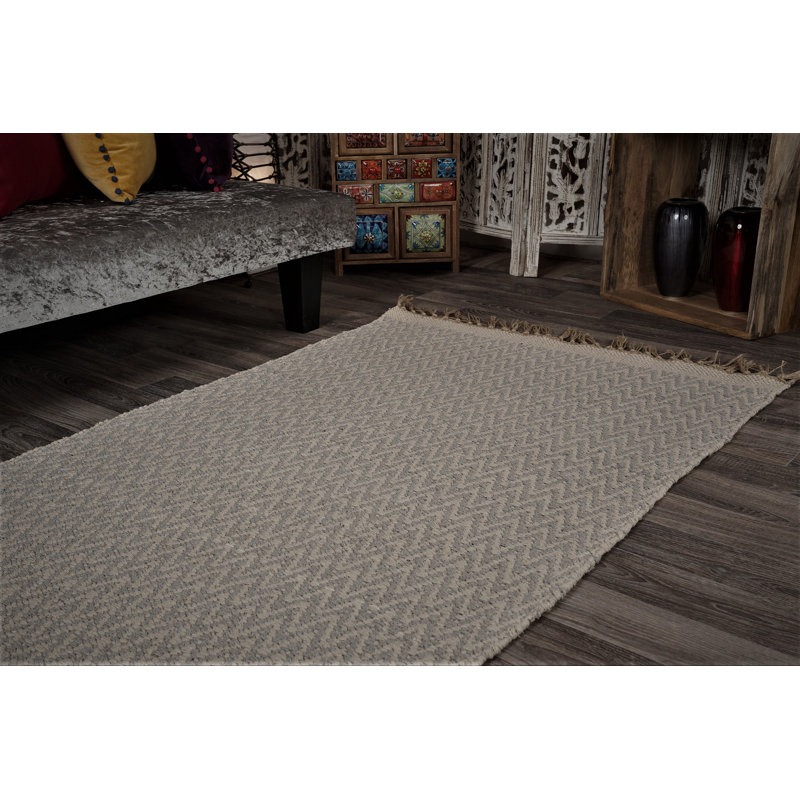 Eesa Chevron Cotton Hand Woven Area Rug, Rectangle 120 x 180cm