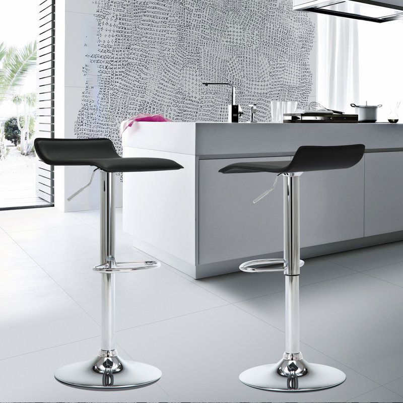 Rosmini Swivel Upholstered Adjustable Height Counter Stool with Metal Frame, Set of 2