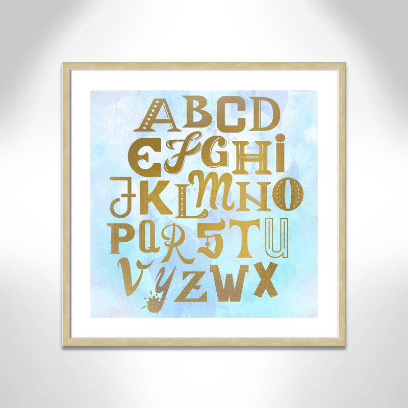 Abc Blue », impression sur papier, Encadré de boîte champagne, H 26,5 po x l 26,5 po x P 1,18 po