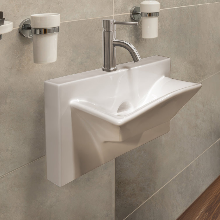 Isabella 28" Rectangular Wall Mount Basin, Single Faucet Hole and Rear Centre Drain Location