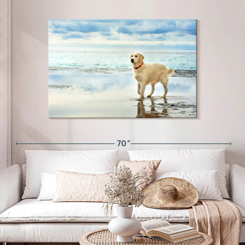 Golden Retriever bord de mer, H 32 po x l 48 po