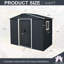 8x4 Metal Outdoor Storage Shed With Window Black - White