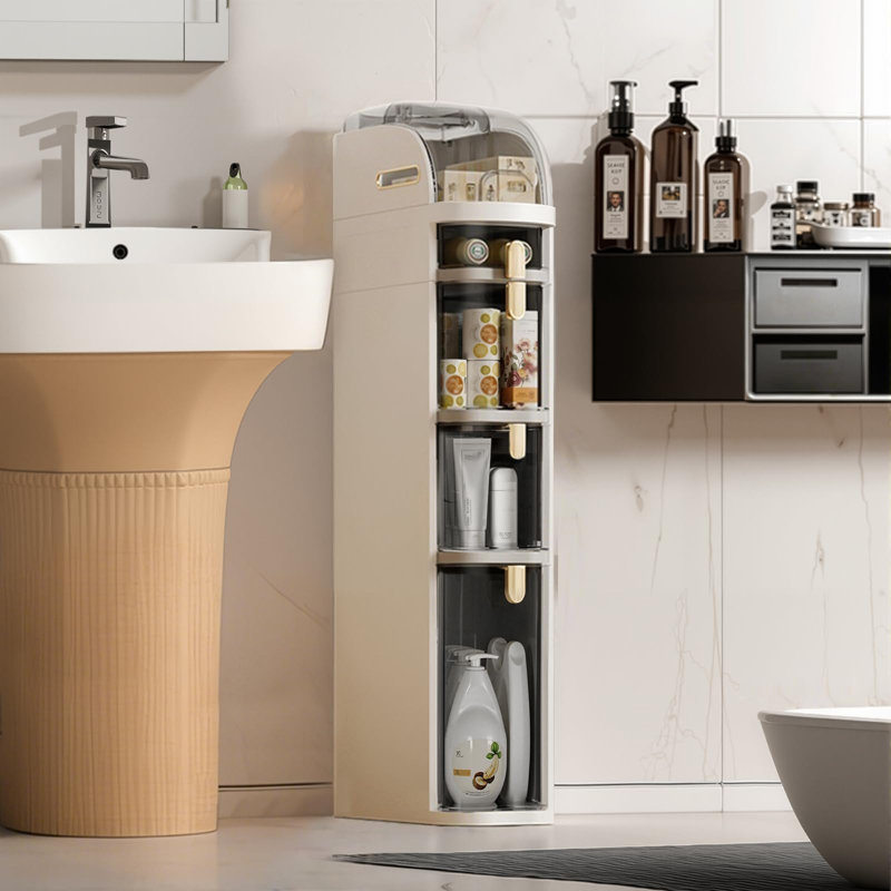 Armoire de rangement mince pour salle de bain avec tiroirs et boîte à mouchoirs