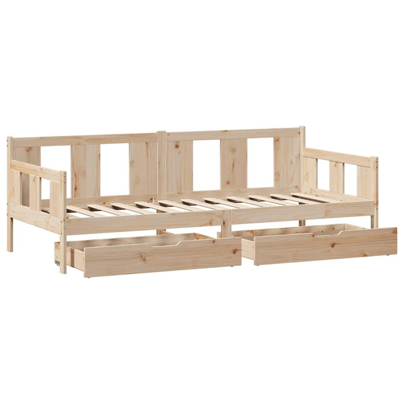 Daybed With Drawers Without Mattress Solid Wood, 96 x 193.5 cm