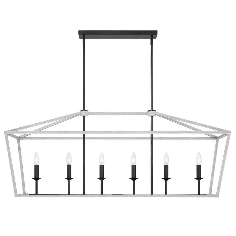Abrianna 6 - Light Kitchen Island Pendant, Crackeled White/Black