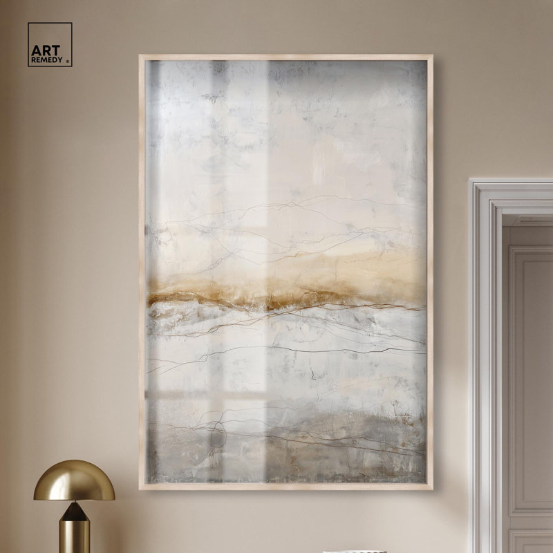 Décoration murale Boho «Cracked Earth II» par Art Remedy, cadre blond, 36 x 54, H 55 po x l 37 po, Cadre blond