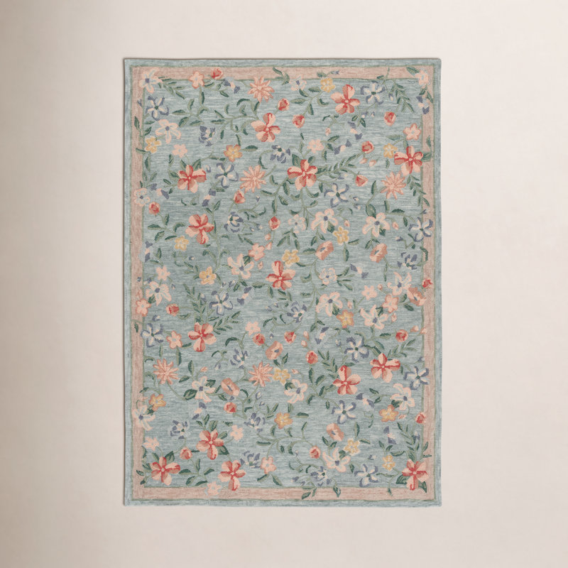 Martha Stewart 3854 Hand Tufted 85% Wool; 15% Cotton Floral Rug, Rectangle 8' x 10'