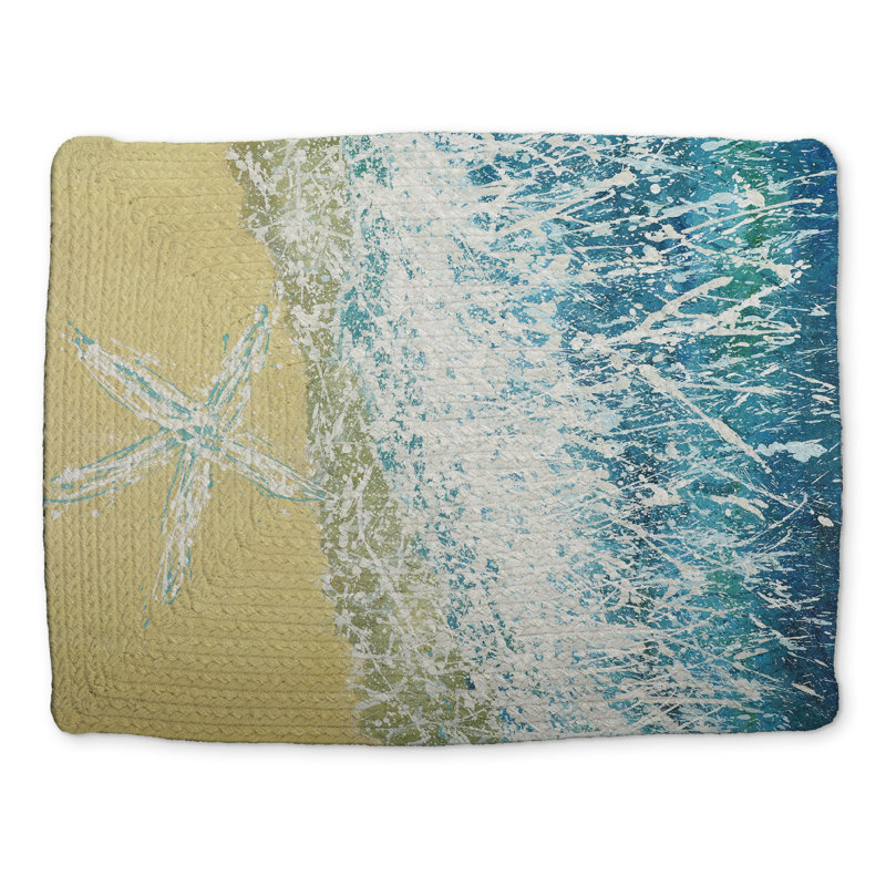 Left Side Seastar Braided Polyester Placemat | Aquatic Decor