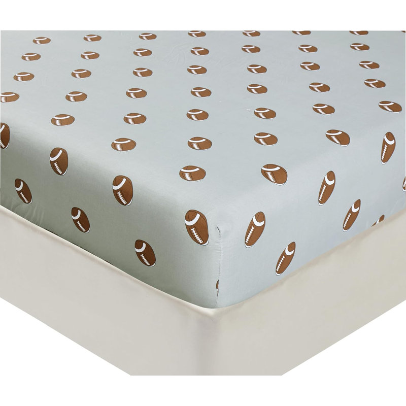 Soccer Sports Microfiber Sheet Set, Full Sheet Set with 2 Pillowcases, Brown/White/Gray