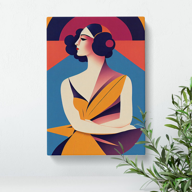 Woman Art Deco Style No.5 - Wrapped Canvas Print, 50cm H x 35cm W x 3cm D
