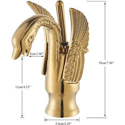 Mosson Gold Swan-Shaped Bathroom Sink Faucet with Decorative Single-Handle Design