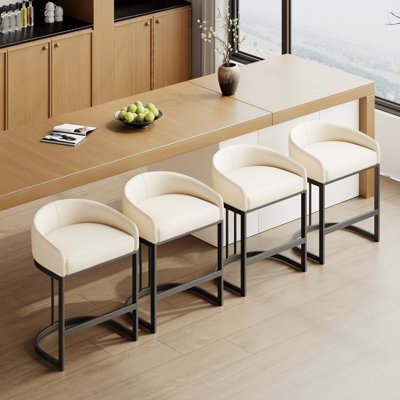 Tabouret de comptoir rembourré en cuir de polyuréthane avec structure en métal