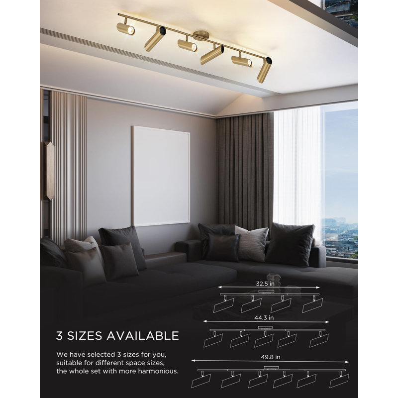 50 Inch 6-Light Integrated LED Track Light With 350 Degree Rotatable Heads, 3000K 2160 Lumen, 4.17Ft. Track Lighting Kit, GU10 Bulb Included