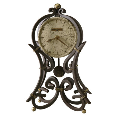 Traditional Roman Numeral Metal Quartz Movement / Crystal Tabletop Clock in Aged Iron