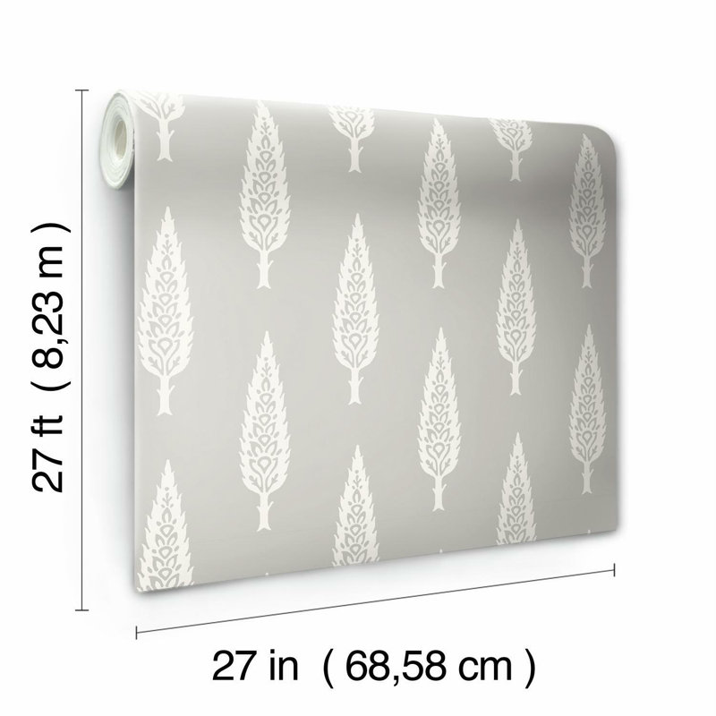 Rouleau de papier peint L 27 pi x l 27 po Juniper Tree, gris