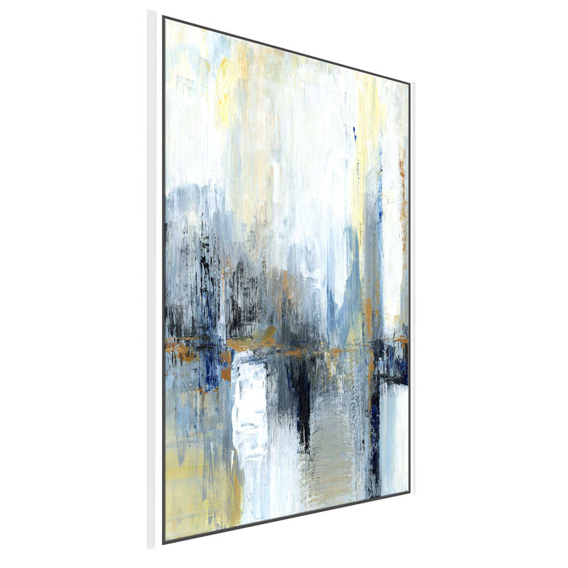 «Sweeping City I» par Tava Studios - Peinture, L 21,5 po x H 33,5 po, Cadre blanc