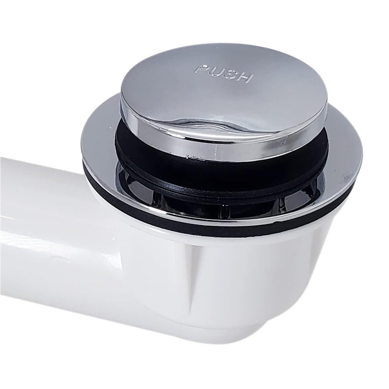 Ensemble de drain de baignoire 14 "x 1-1 / 2" en polypropylène blanc avec pieds et pieds avec trop-plein 2 trous, Chrome poli