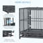 Chenil en cage 43 po en métal robuste avec roues verrouillables, porte double et plateau amovible, gris
