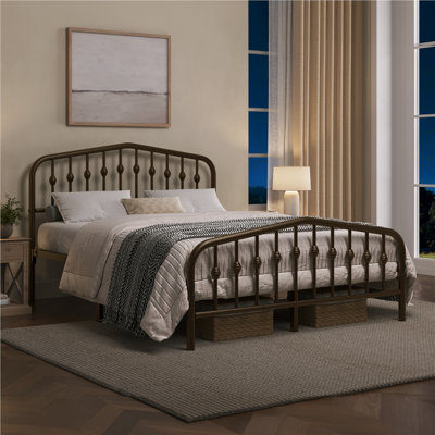 Metal Bed with Arched Headboard and Footboard