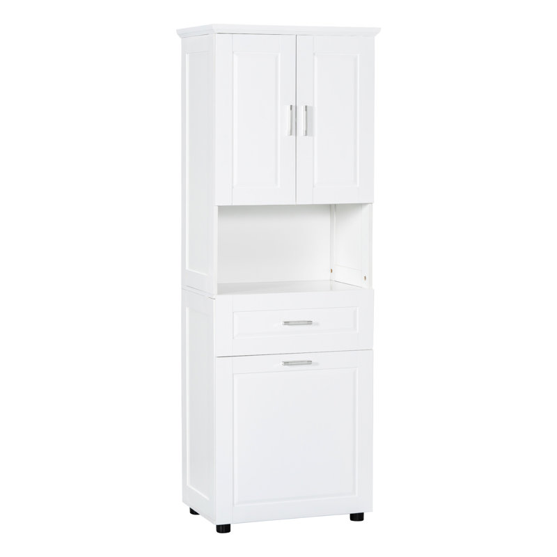Rangement de salle de bain blanc - avec grand panier à linge et armoire avec panier à garniture