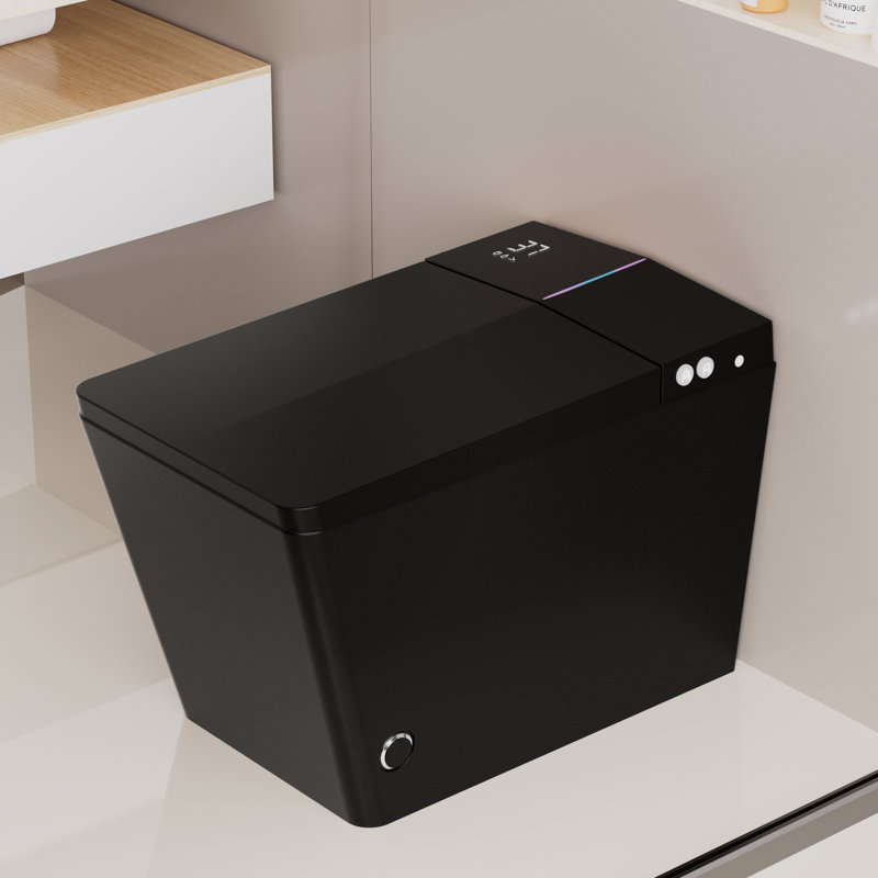 Smart Toilet With Built-In Tank And Remote Control, Tankless Bidet, Auto Flush, Heated Seat, Matte Black