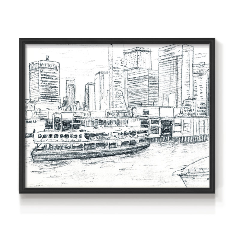 Ferryboats IV -Framed Print - Restickable, 8" H x 10" W, Black