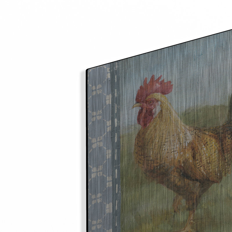 «Noble Roosters 5» par Danhui Nai, art mural en métal, H 12 po x l 36 po
